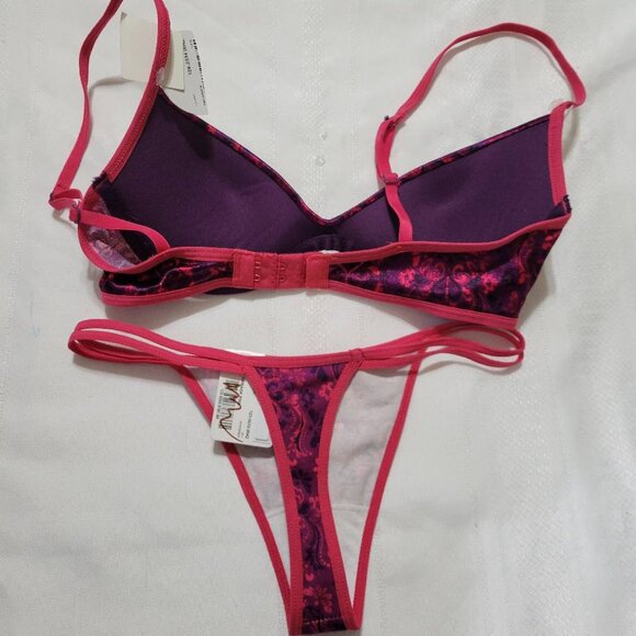 FLIRTITUDE 32B Convertible Racerback Underwire Bra XS Thong NWT Damask - Picture 4 of 7